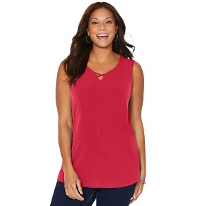 Catherines Petite Crisscross Timeless Tank - 1 of 4