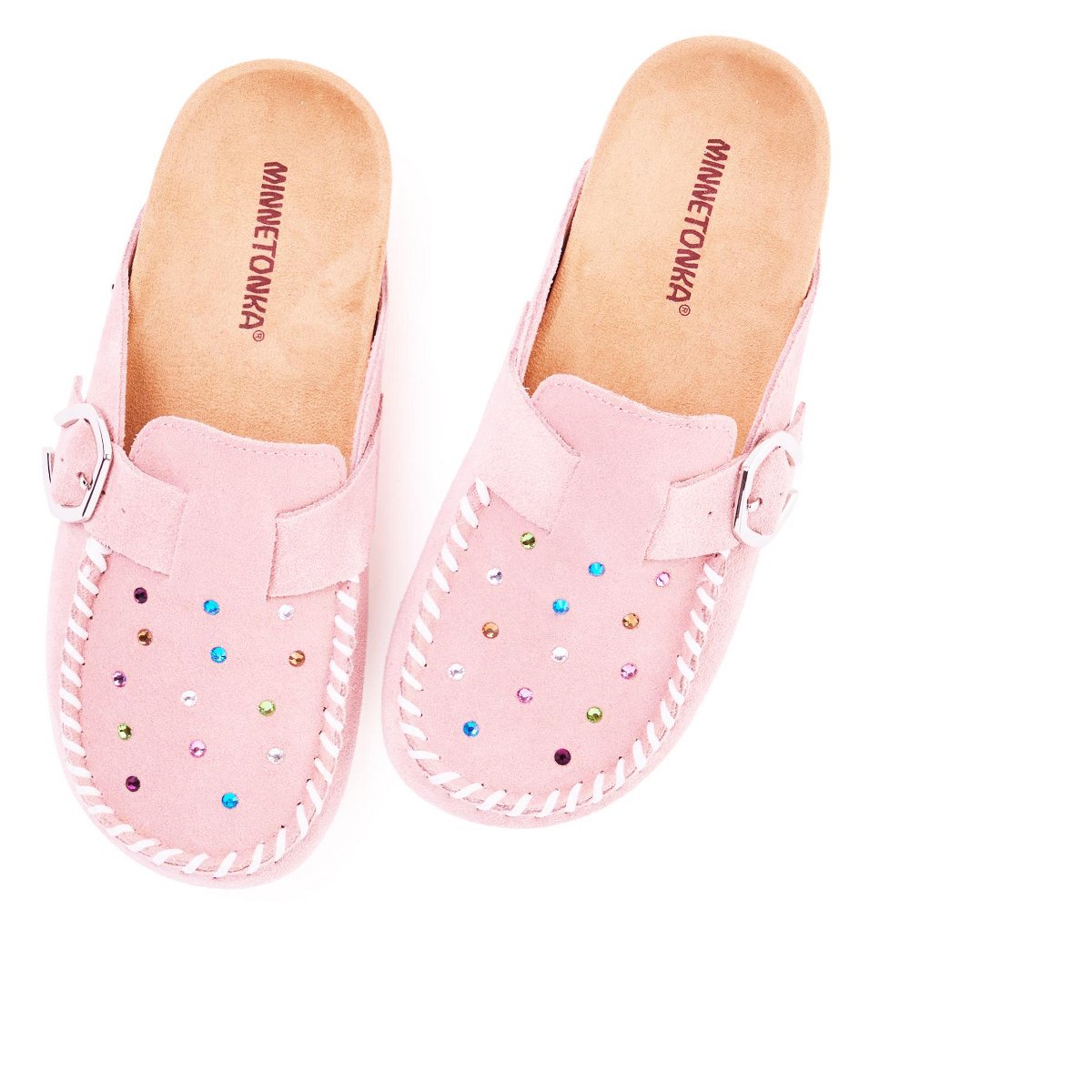 Женские сабо Minnetonka Women's Suede Rhinestone Buckle Clogs 6000906 Blush - 9 — фото 3
