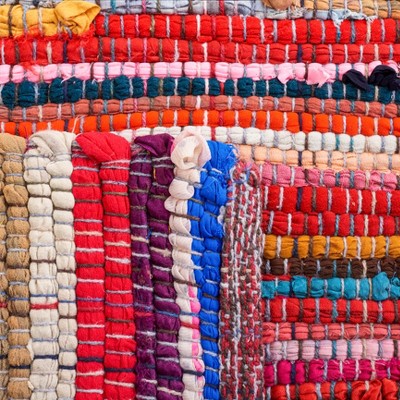 Handmade Red and Multicolor Striped Wool Cotton Runner Rug