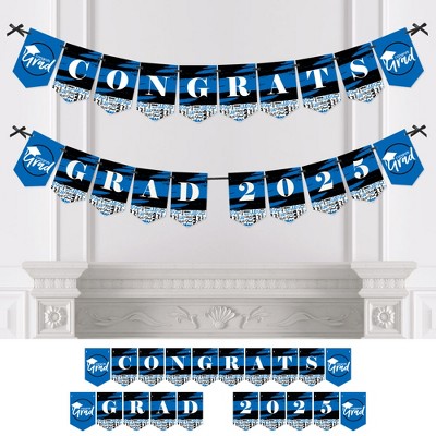 Big Dot of Happiness Blue Graduation Bunting Banner - Party Decorations - Congrats Grad 2025