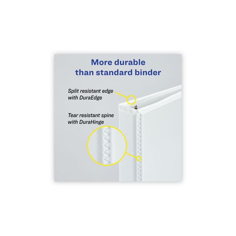 Avery Heavy-Duty Non Stick View Binder with DuraHinge and Slant Rings, 3 Rings, 4" Capacity, 11 x 8.5, White, 2/Pack, 3 of 7