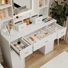 FONTOI Vanity Desk with Mirror&Hair Dryer Rack, Dressing Table with Ample Drawers for Bedroom, White, 15.75"*55.91"*43.31" - 4 of 4