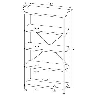Analiese Gray Driftwood and Black 4-Shelf Bookcase