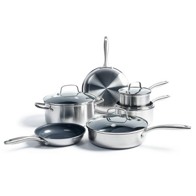 GreenPan Greenwich  10pc Ceramic Stainless Steel Cookware Set