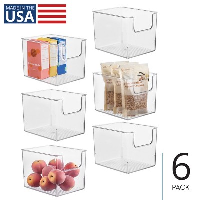 mDesign Kitchen Plastic Storage Organizer Bin with Open Front - 6 Pack - Clear, USA Made
