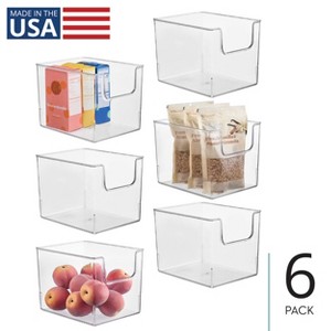 mDesign Kitchen Plastic Storage Organizer Bin with Open Front - 6 Pack - Clear, USA Made - 1 of 4