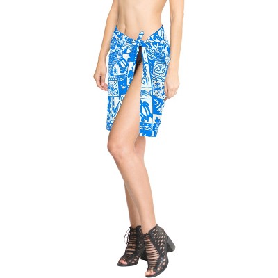 LA LEELA Women's Summer Bikini Wraps Beach Wrap Sarong Cover up Skirt Swimsuit Swimwear Bathing Suit Cover Ups for Womens One Size Short Blue