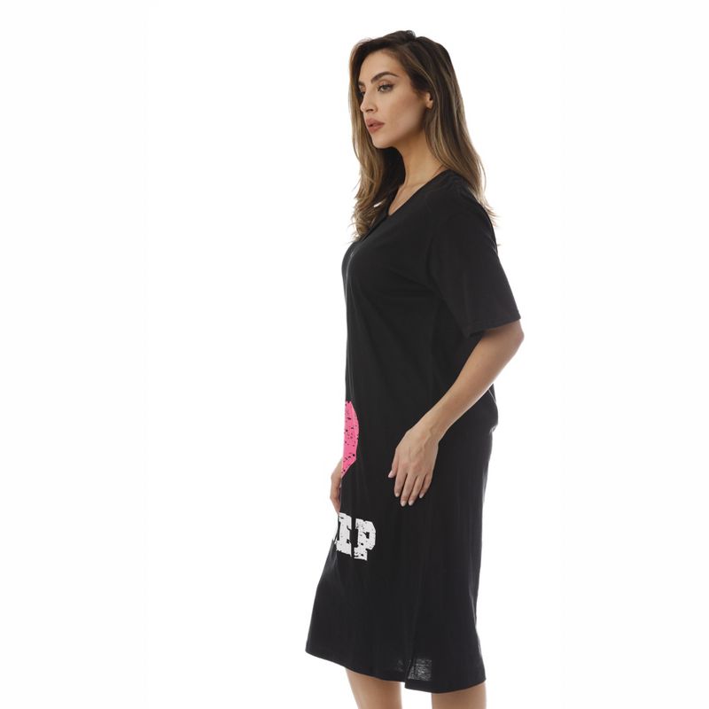 Just Love Womens Nightgown - Short Sleeve Henley Oversized Sleepwear Gown, 2 of 4