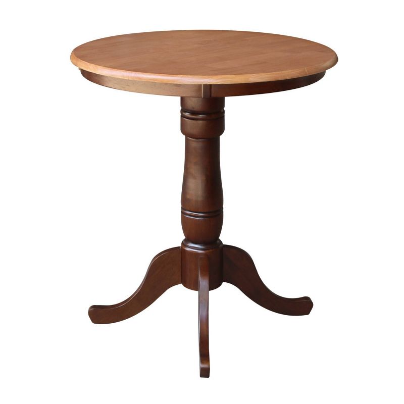 30" Round Top Pedestal Counter Height Table Cinnamon/Brown - International Concepts, 3 of 6