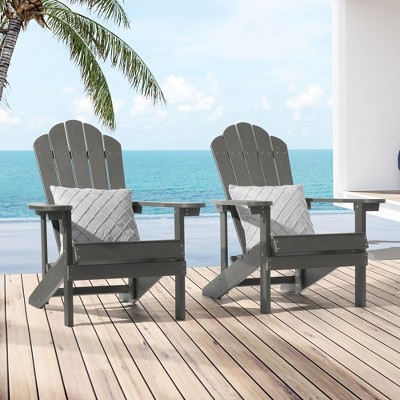 Sonkuki 2-Pack Faux Wood Adirondack Chair with High Back and Wide Seat