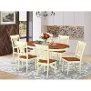 Dining Room Table Set 7 Piece Oval Kitchen Table with 6 Chairs Buttermilk Cherry Finish - 2 of 4