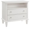 Gulches White Farmhouse Nightstand with Charging Station, 2 Drawers & Open Storage, Fluted Side Table with Solid Wood Legs for Bedroom - 2 of 4