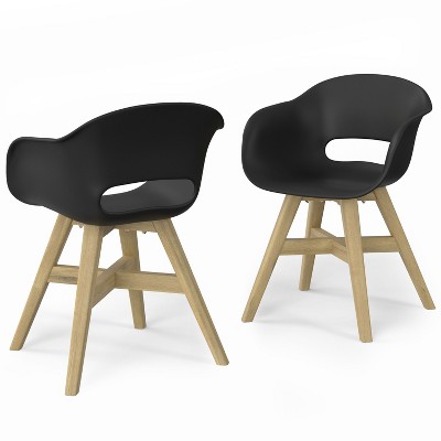 NicBex Set of 2 Outdoor Dining Chair,Modern Patio Dining Chairs with Wood Frame,23.6 inch Chairs Suitable for Patio,Garden,Black