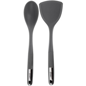 Oster Ridgecrest 2 Piece Silicone Kitchen Tool Serving Spoon and Turner Set in Gray - 1 of 4