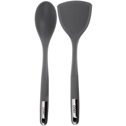 Oster Ridgecrest 2 Piece Silicone Kitchen Tool Serving Spoon and Turner Set in Gray - image 1 of 4