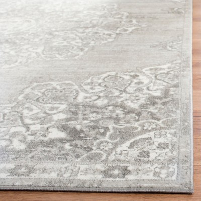 Gray Hand-knotted Synthetic Runner Rug, 24" x 18"