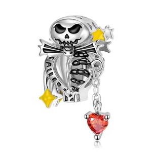 Skeleton Charm for Women Gothic European Bead for Bracelet CZ Sterling Silver Ginger Lyne Collection - 1 of 4