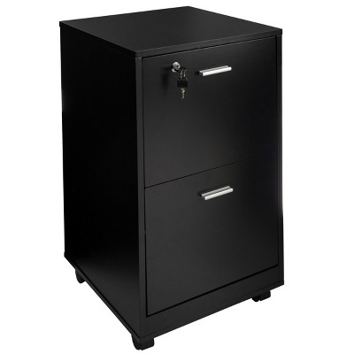 Black MDF 2-Drawer Lockable Mobile File Cabinet