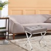 ChicFurnit Ottomans and Benches Ottoman Foot Stool Tufted Vanity Stool with Metal X Leg for Living Room, Gray, 16.93"*12.99"*6.5" - 3 of 4