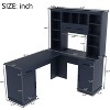 Sapphtopaz L-Shaped Writing Desk with 2 Cabinets & 2 Drawers Computer Desk with Open Bookcase & Electrical Outlet Study Table for Home Office - 4 of 4