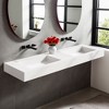 VANIRROR Wall Mount Bathroom Double Sink, 59x18.9" Solid Surface Floating Sink, Rectangle Modern Countertop Vessel Basin for Bathroom Vanity, White - 3 of 4