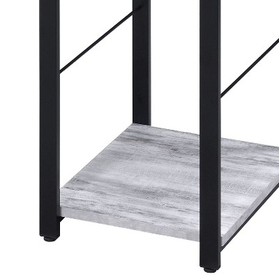Vynxaria Vintage-Chic Rectangular Desk in Antique White/Black 2 Shelves for Clutter-Free Home Studies Offices
