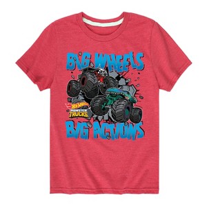 Boys' - Hot Wheels - Monster Trucks Big Wheels Big Actions Short Sleeve Graphic T-Shirt - 1 of 4