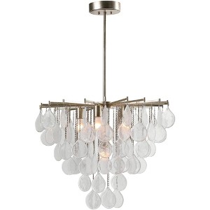 Uttermost Bright Silver Leaf Chandelier 28 3/4" Wide Modern Teardrop Seeded Glass Shade 6-Light Fixture for Dining Room House Home - 1 of 1