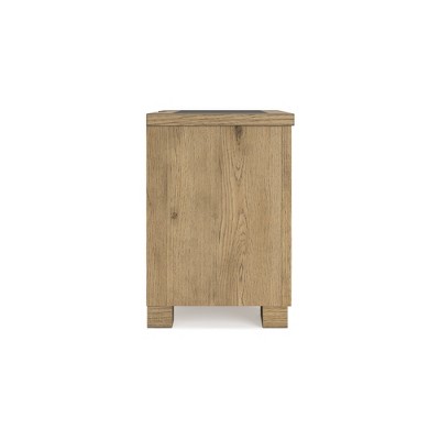 Light Brown 2-Drawer Nightstand with USB Ports