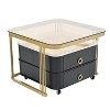 CAVINAS Coffee Tables for Living Room 2-in-1 Square Nesting Coffee Table Stackable End Table Set with Wheels & Drawers and Brown Tempered Glass - 4 of 4