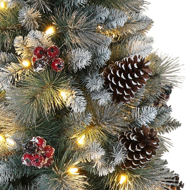 7.5ft Pre-Lit Full Glitter Pine Tree Artificial Christmas Tree - Puleo, 4 of 5