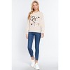Slickblue Women's Long Sleeve French Terry Pullover Top with Sequin Detail - Bone/Heather Grey/Sepia - Size S-L - 3 of 4
