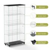 4-Tier Tempered Glass Display Cabinet with Lock & Wheels, Freestanding Storage Cabinet with Acrylic Shelves - ModernLuxe - 4 of 4