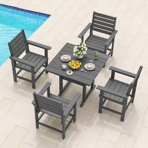 Arceso Outdoor Dining Set with Umbrella Hole, HDPS Patio Furniture - 1 of 4