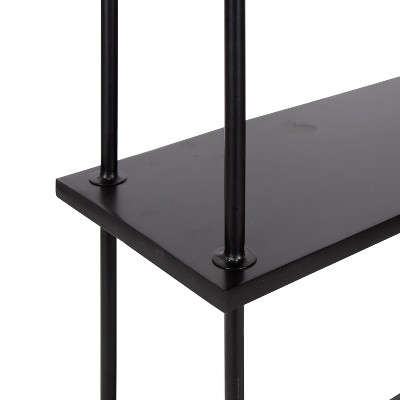 Walters 32'' Modern Black Wood and Metal 3-Tier Wall Shelf