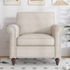 Mjkone Modern Linen Fabric Rivet Design 3-Seater Sofa Couch with Single Sofa Chair - 4 of 4