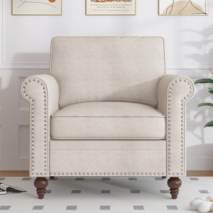 Mjkone Single Sofa Chair for Living Room, Mid Century Modern Couch with Solid Wood Frame and 4 Gourd Shapes Legs for Home/Office/Apartment - 1 of 4