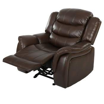 Hawthorne Faux Leather Glider Recliner Club Chair Dark Brown - Christopher Knight Home