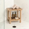 JONATHAN Y Armin 18.1" Modern Classic Grid Slat Solid Acacia Wood Indoor/Outdoor Shower Stool - 2 of 4