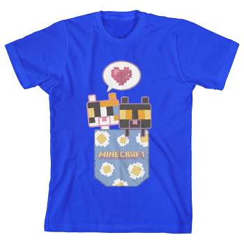 Minecraft Two Block Kittens in a Pocket Youth Royal Blue Short Sleeve Crew Neck Tee
