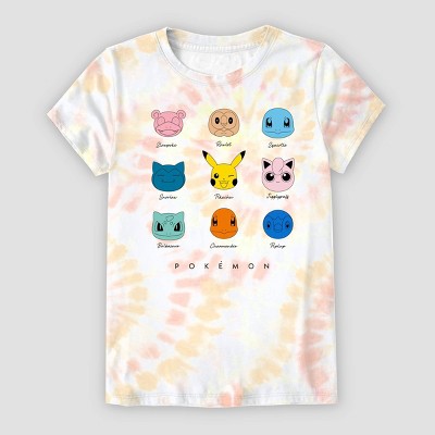 Girls' Pokemon Tie-Dye Short Sleeve Graphic T-Shirt - White/Orange