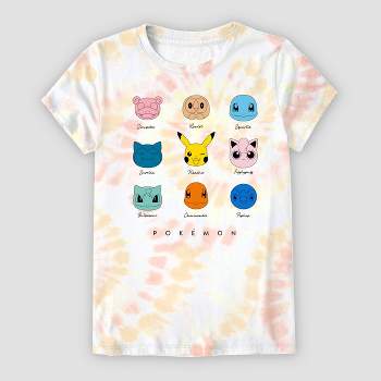 Girls' Pokemon Tie-Dye Short Sleeve Graphic T-Shirt - White/Orange
