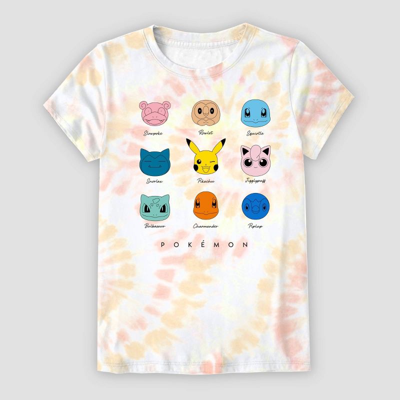 Girls&#39; Pokemon Tie-Dye Short Sleeve Graphic T-Shirt - White/Orange, 1 of 4