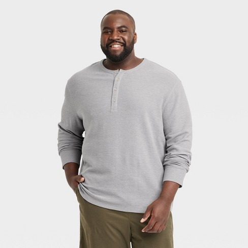 Men's Big & Tall Long Sleeve Textured Henley Shirt - Goodfellow & Co™ Gray  5xlt : Target