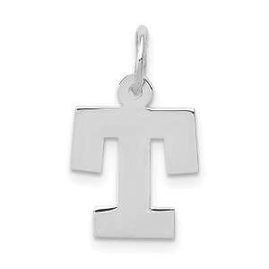Black Bow Jewelry 14k White Gold, Amanda Collection, Small Block Style Initial T Pendant - 1 of 4