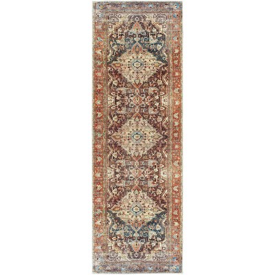 Livabliss 2'6"x8' Amelie Traditional Machine Washable Rug Gray: Flat Pile Runner, Pet Friendly, Indoor Use