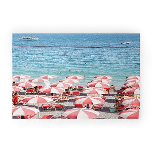 Henrike Schenk - Travel Photography The Red Beach Umbrellas Amalfi Welcome Mat -Society6 - 1 of 3