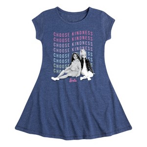Girls' - Barbie - Choose Kindness Fit & Flair Cap Sleeve Dress - 1 of 2
