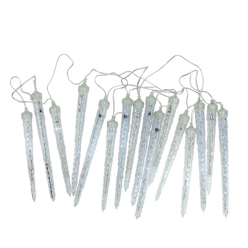 Northlight 28ct Dripping Icicle Snowfall Christmas Light Tubes White - 14.25' Clear Wire, 1 of 3