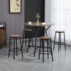 HOMCOM Industrial 5-Piece Bar Table and Chairs Set, Space Saving Dining Table with 4 Stools for Pub and Kitchen, Brown - image 3 of 4